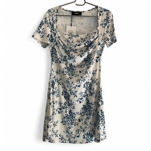 New Cider White and Blue Mini Dress China Print Women's Size Small
